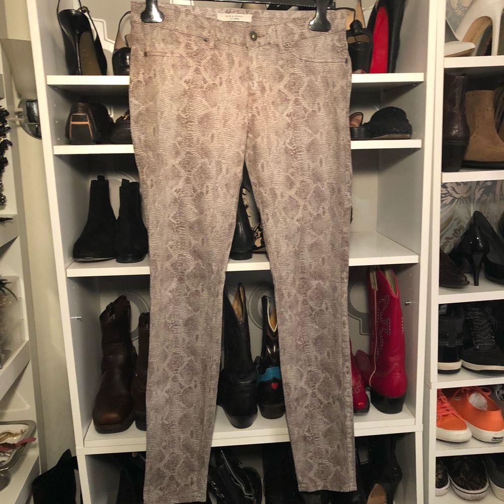 Rich & Skinny Gray Snakeskin Print Skinny Jeans